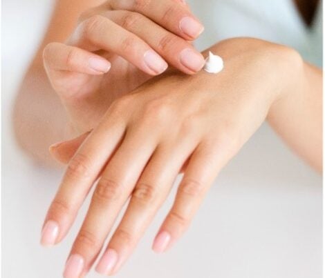 Topical cream on hand